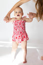 Cherry Hearts Shirred Dress Romper - - romper