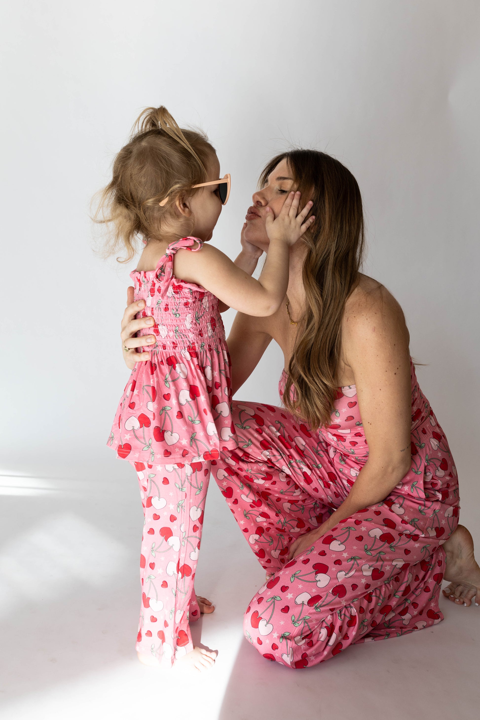 Cherry Hearts Girls Shirred Pant Set - - clothing set