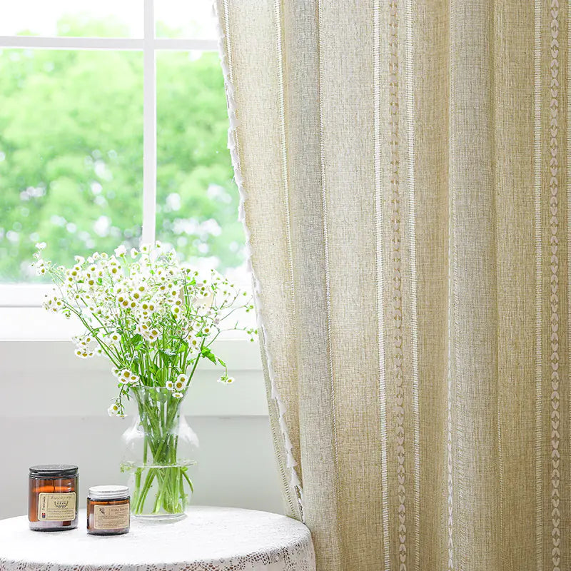 Faux Cotton Linen Semi-Blackout Curtains Kia Day Design
