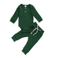 Babies Knit Long Sleeve Romper and Pants dark green 18-24 Months