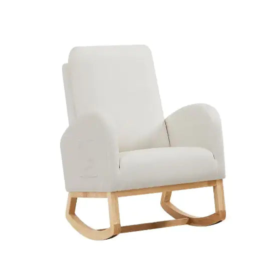 Beige Velvet Rocking Chair - - rocking chair