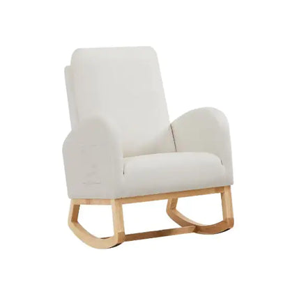 Beige Velvet Rocking Chair - - rocking chair