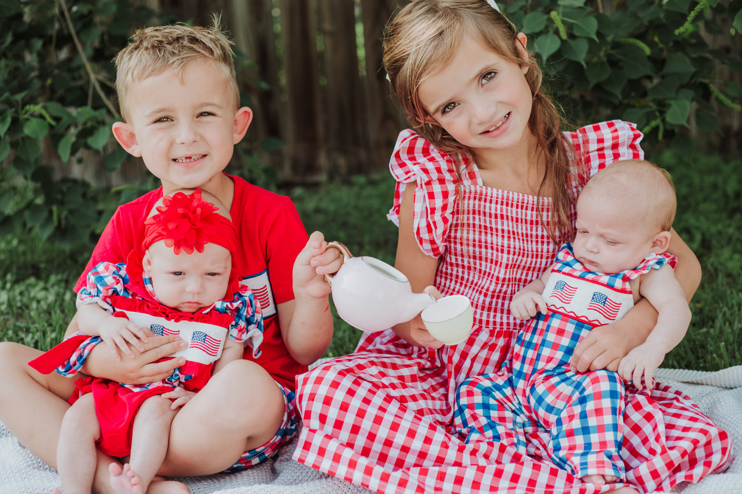 Summer Plaid Smocked Ruffle Girl Dress Sibling Outfits - - Dress
