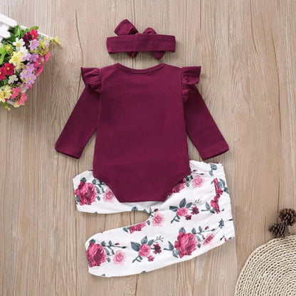 Cute Baby Girl Romper Set Red 90