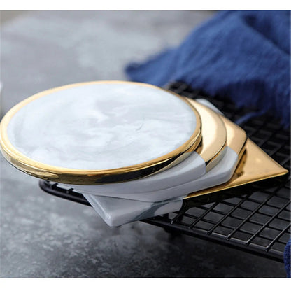 Gold Marble Ceramic Coaster Kia Day Design