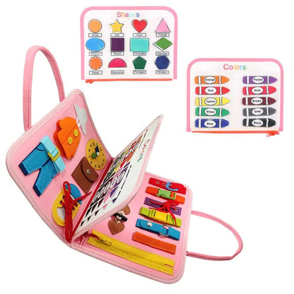 Toddlers Montessori Educational Busy Board 4 Pages Pink Color