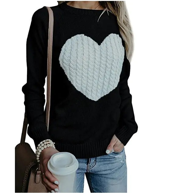 Long Sleeve Knit Heart Sweater