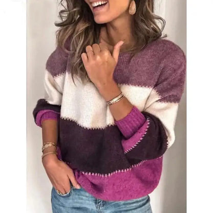 Soft Striped Sweater Purple Large