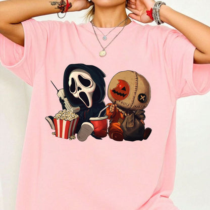 "Mini Halloween Popcorn" T-shirt - Cute Unisex Holiday Tee, Spooky Season Apparel - - T-Shirt
