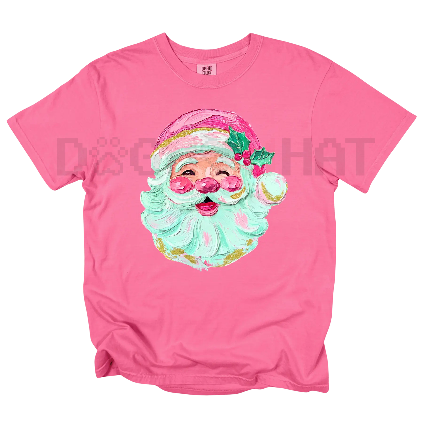 Pink Painted Santa Comfort Colors® T-Shirt – Unique Christmas Holiday Tee - - T-shirt