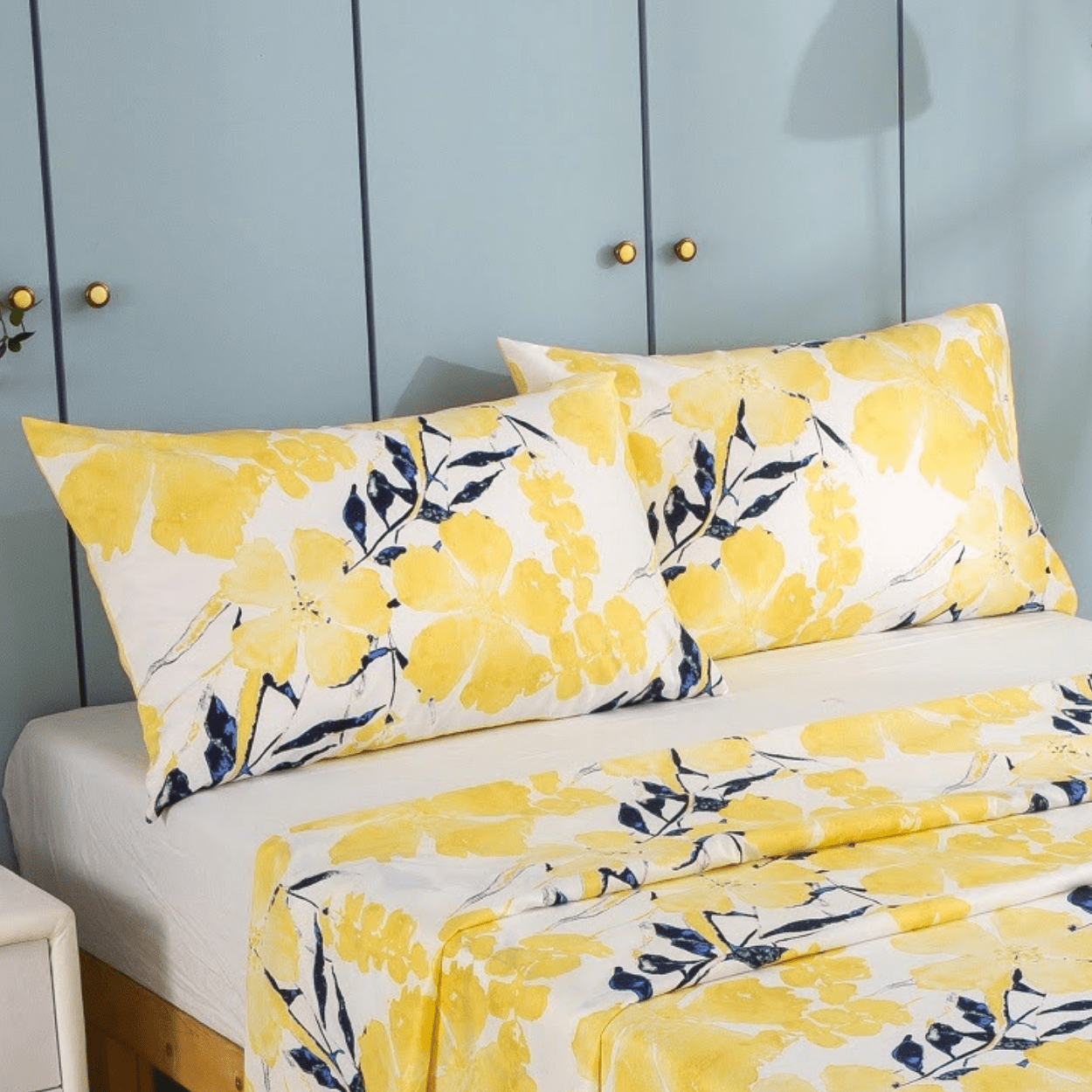 Tache Microfiber Watercolor Tropical Floral Yellow Blue Pillowcase (JHW-841) - - Pillowcase