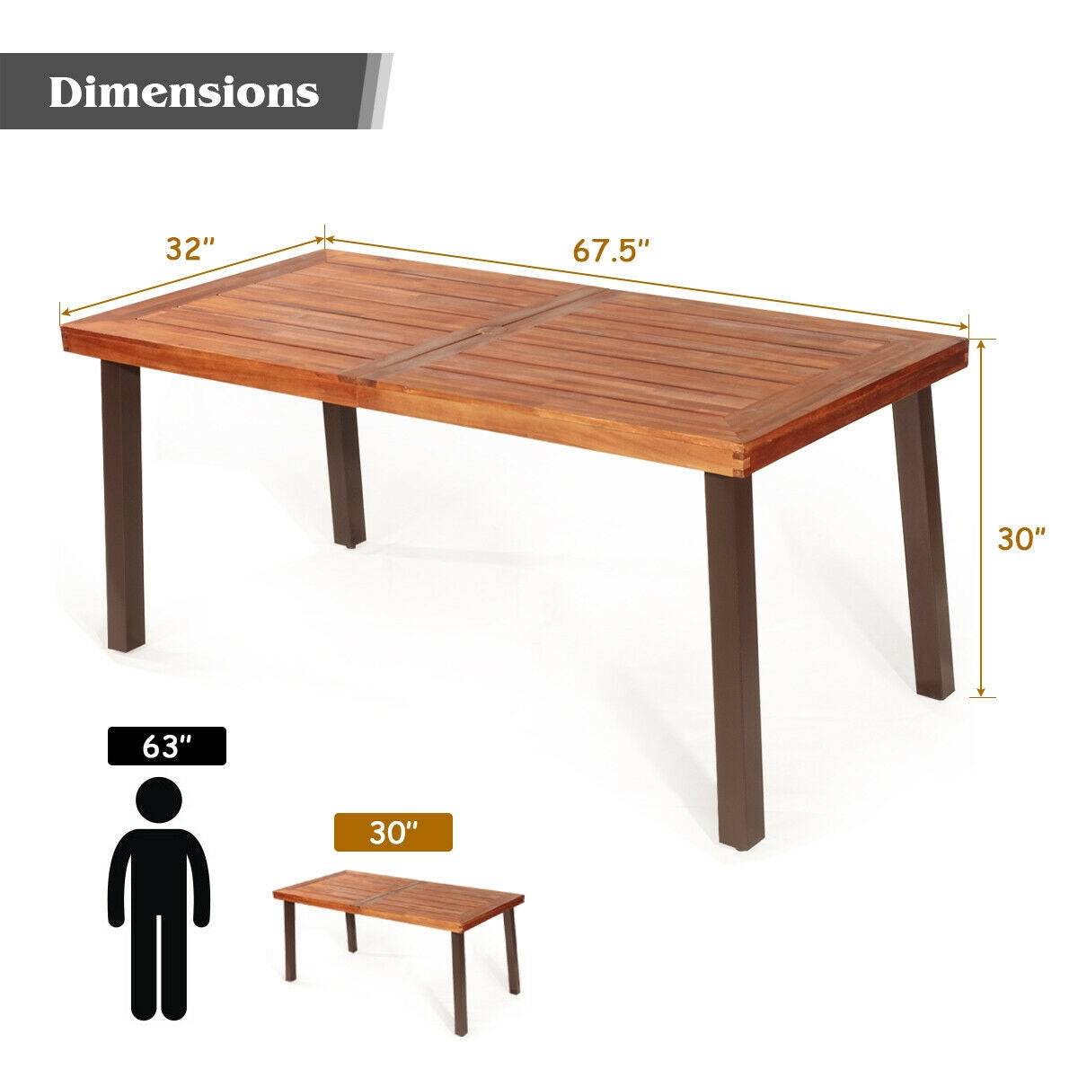 Rectangular Acacia Wood Rustic Dining Furniture Table- DirectDeals- {{Product type}}