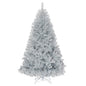 6 Feet Hinged Unlit Artificial Silver Tinsel Christmas Tree with Metal Stand - - Home & Garden
