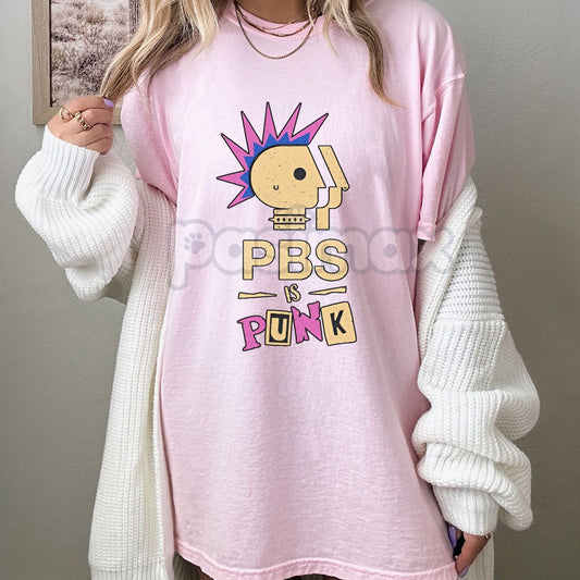 "PBS Is Punk" T-Shirt - Funny Punk Rock Parody Tee, Public Broadcasting Humor, Unisex Graphic Shirt - - T-Shirt