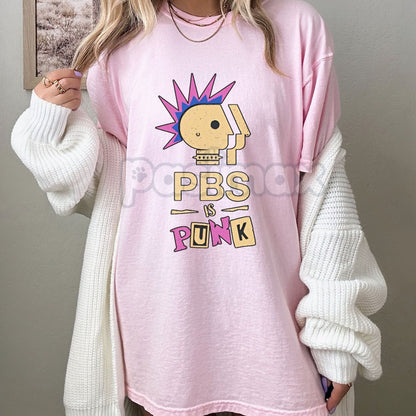"PBS Is Punk" T-Shirt - Funny Punk Rock Parody Tee, Public Broadcasting Humor, Unisex Graphic Shirt- Pasimax- {{Product type}}