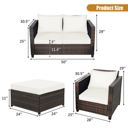 5 Pieces Patio Cushioned Rattan Furniture Set- DirectDeals- {{Product type}}