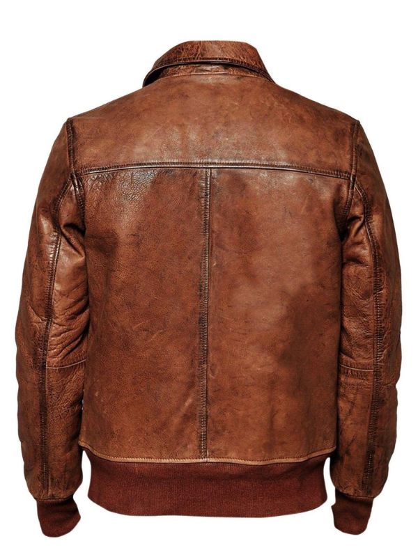 Men’s Vintage Casual Distressed Real Leather Jacket – Tan Brown- Martin Jackets- {{Product type}}