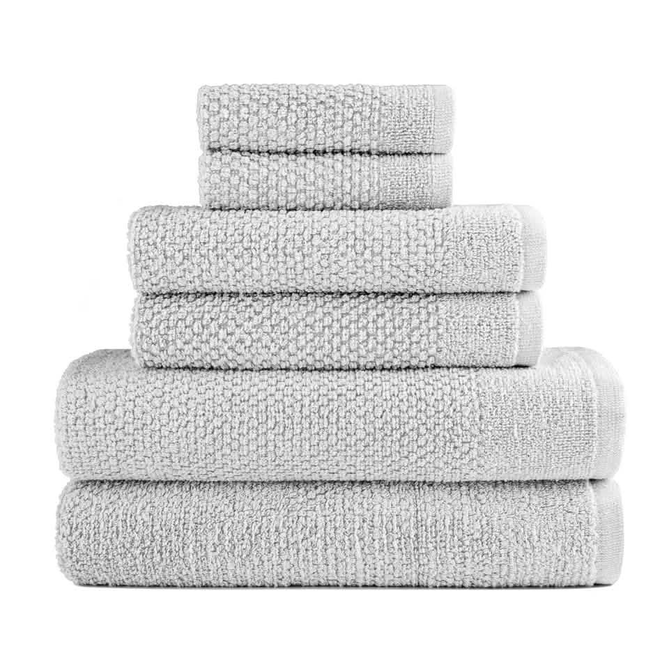 6-Piece: Dan River Popcorn Cotton Bath Towel Set - Gray - Bath