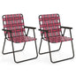 2 Pieces Folding Beach Chair Camping Lawn Webbing Chair-Red - - Home & Garden