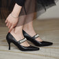 Chic Pearl Leather Stilettos - Black 37 -
