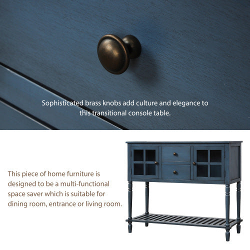 Navy Blue Sideboard Console Table With Base Frame - - cabinet