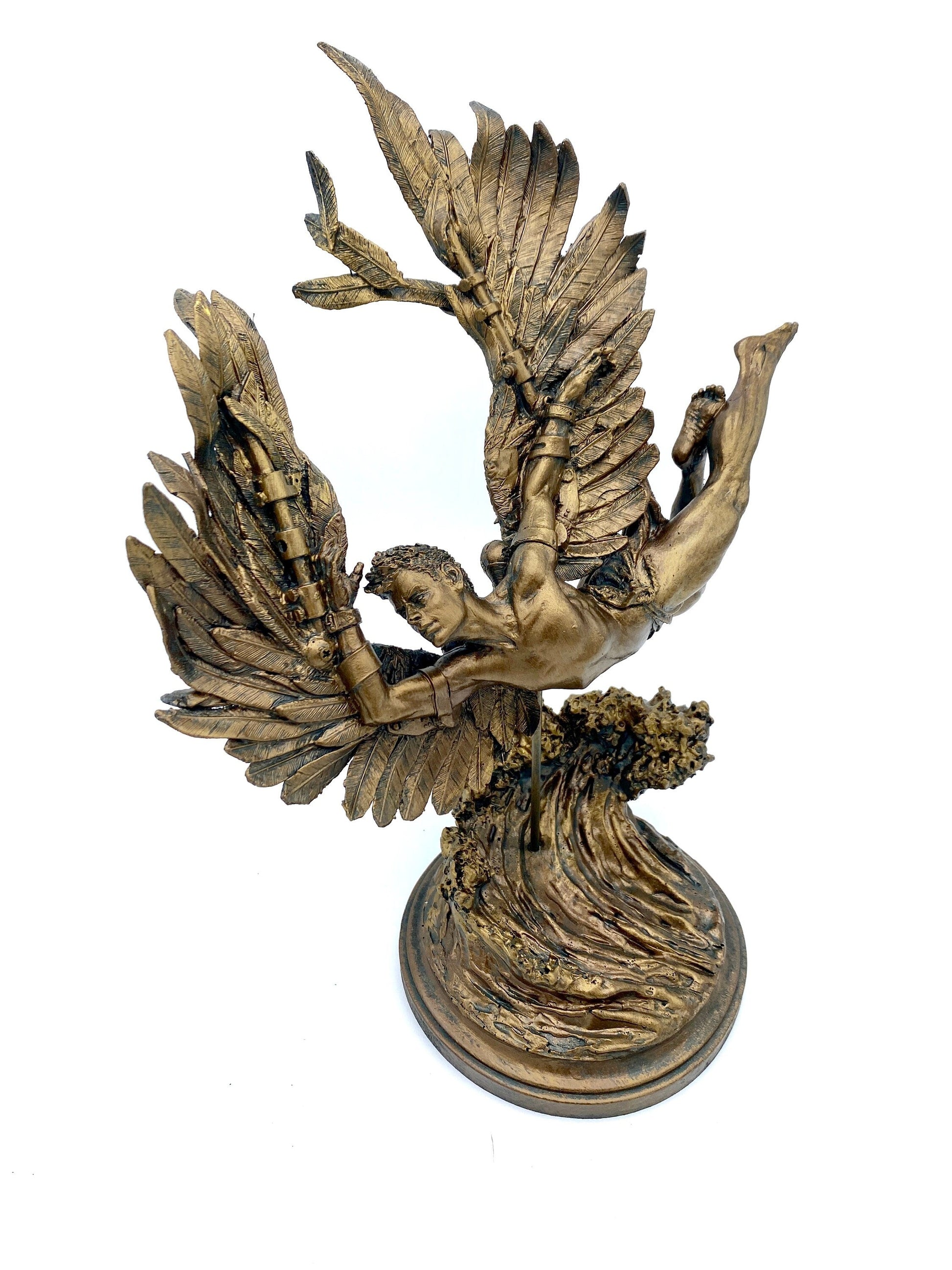 Flight of Icarus/ Fallen Angel Statue, Hand Painted Resin | Mythological Character Figurine | Myths and Legends Statue |Fantasy Art Decor - -