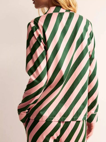 Striped Long Sleeve Shirt and Pants Lounge Set- Shopimist- {{Product type}}