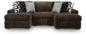 Midnight-Madness - Sectional - Dark Brown 3 Pc. Double Chaise Sectional With Armless Chair - Stationary Sectionals