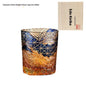 Edo Kiriko Japanese Handmade Cut Glass Cup – Single or Set of 4 - Amber Blue Wooden Box - Glass Art