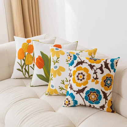 Floral Embroidered Pillow - Kia Day Design