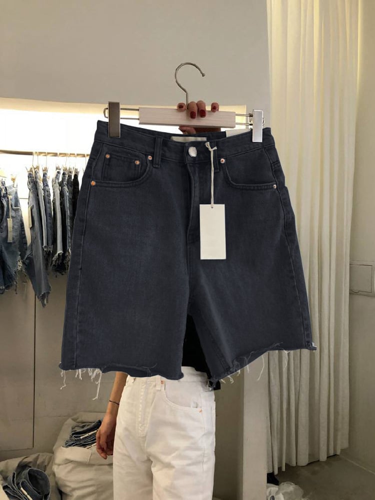 Loose Casual Five-Point Denim Shorts - - shorts