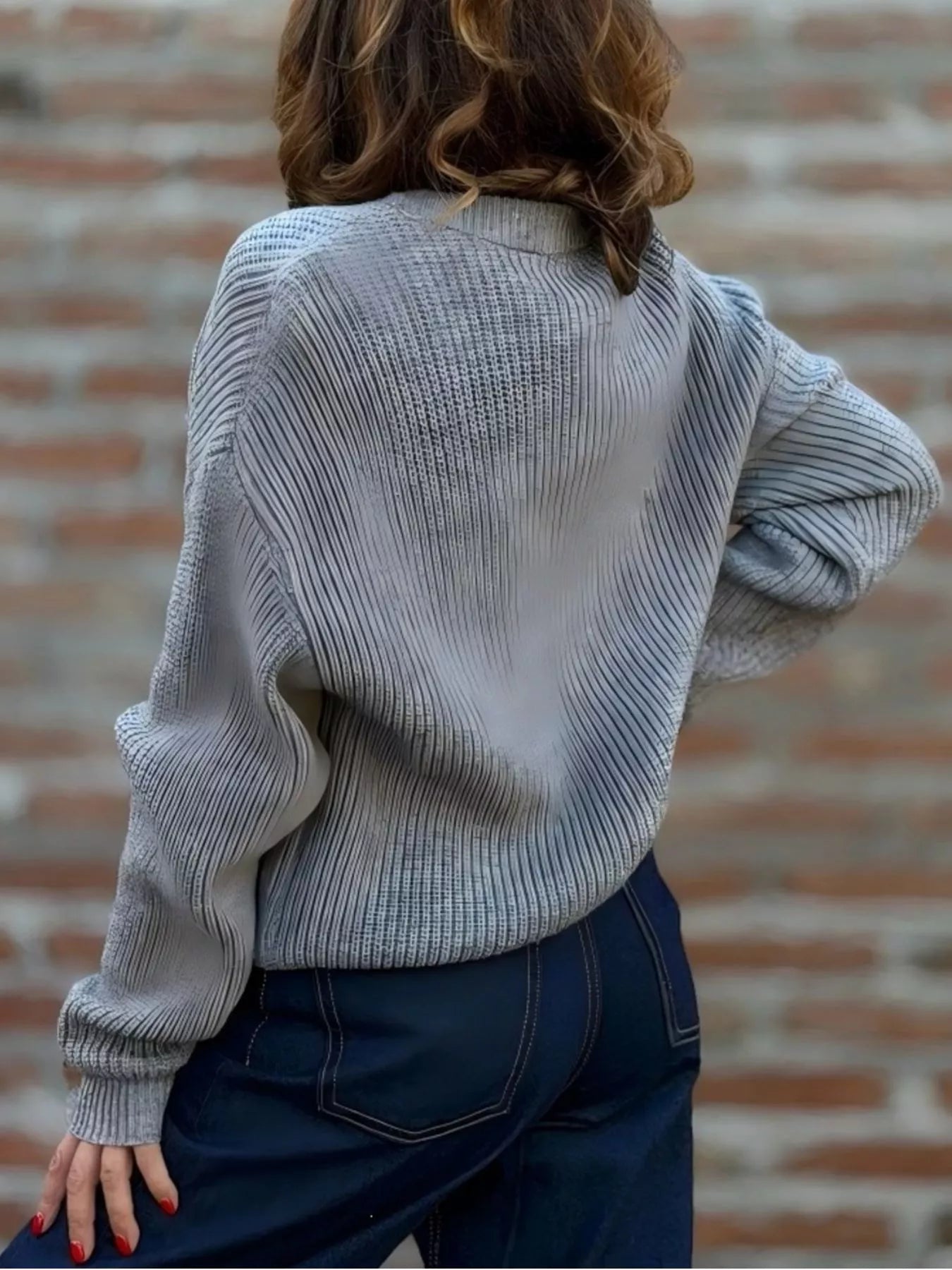 Full Size V-Neck Button-Up Knit Cardigan Plus Size - -