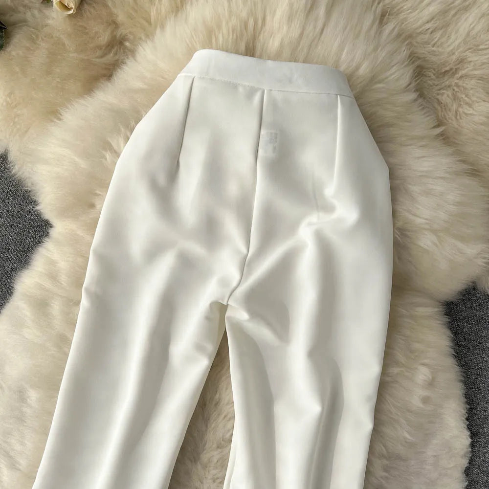 Irregular Stitching Flared Pants High Waist Slim Straight Tube Wide Leg Pants