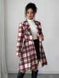 Plaid Button Up Long Sleeve Coat - Plaid -