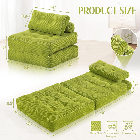 Emerald Convertible Sleeper Sofa Bed With Backrest - - Sleeper