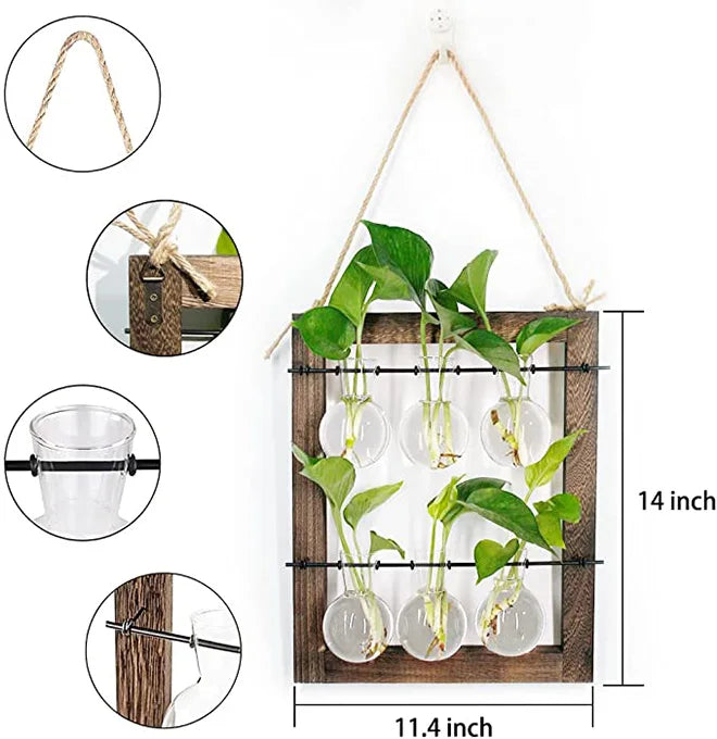 Double Layer Wall Hanging Glass Propagate Station With 6 Bulbs for Plants