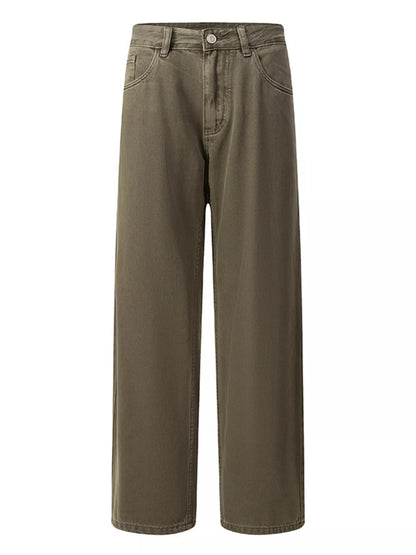 Men's Vintage Wash Wide Leg Jeans - -