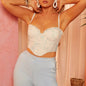 Printed Halter Fishbone Corset Lace Crop Top - Blue print L - Women's Fashion - Women's Clothing - Tops & Tees - Tank Tops