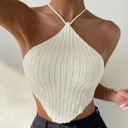 Striped Lace Up Backless Women's Camisole Tank Top