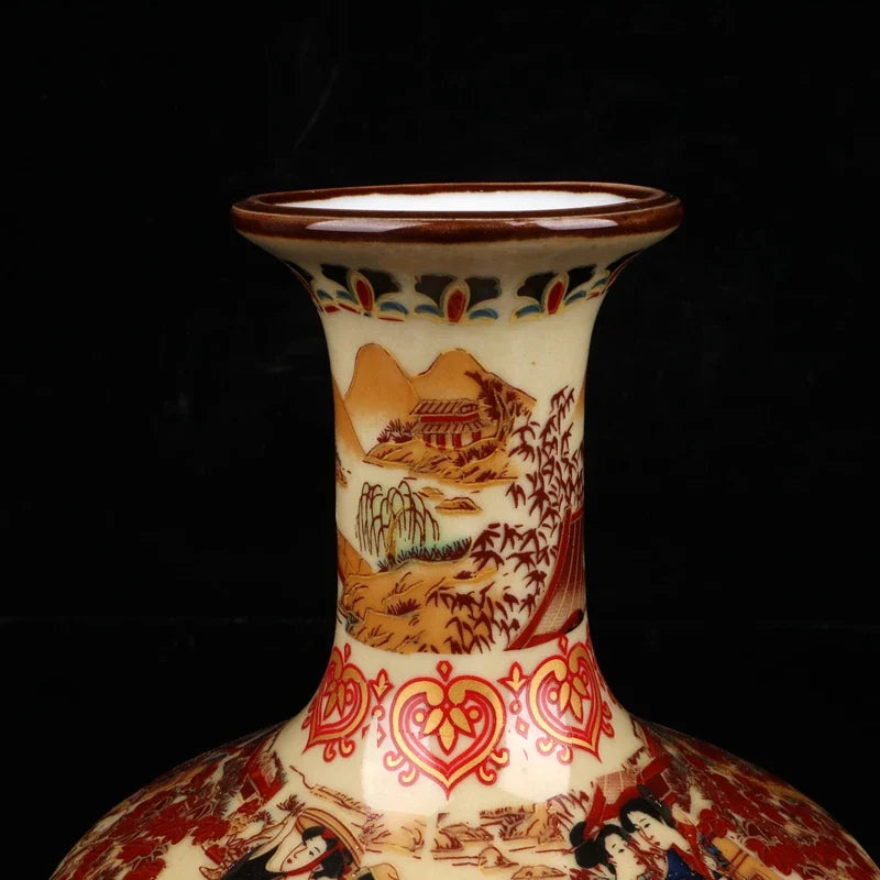 Exquisite Chinese Old Collectible Handmade Porcelain Painted with Japanese Dowager storage vase - -