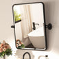 TETOTE Matte Black Pivoting Tilt Beveled Rectangle Metal Framed Mirror - Matte Black 20"L x 16"W - Mirror
