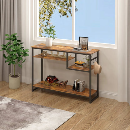 40" Table With Storage Behind With 4 Storage Shelves 2 Hooks