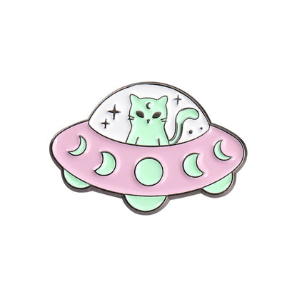 Cartoon Jewelry Alien Spaceship Brooch Accessory - E - pins