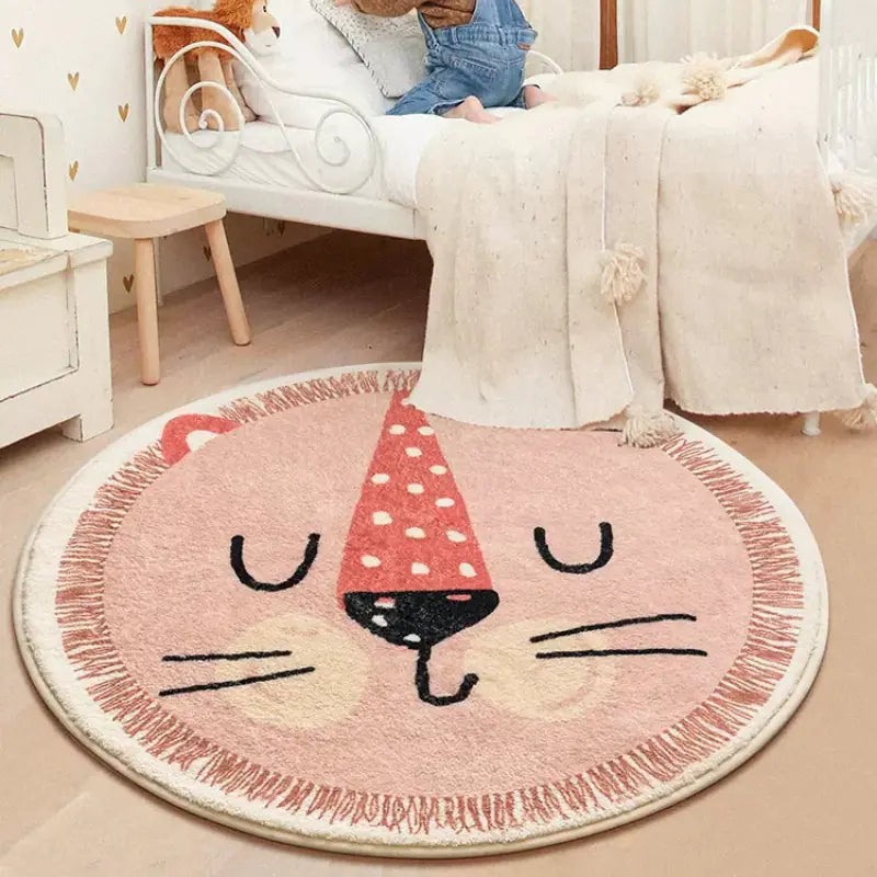 Cute Cartoon Round Rug for Kids' Room and Living Room - Kia Day Design