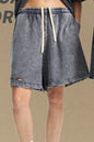 Men's Distressed Drawstring Shorts - Dark Gray -