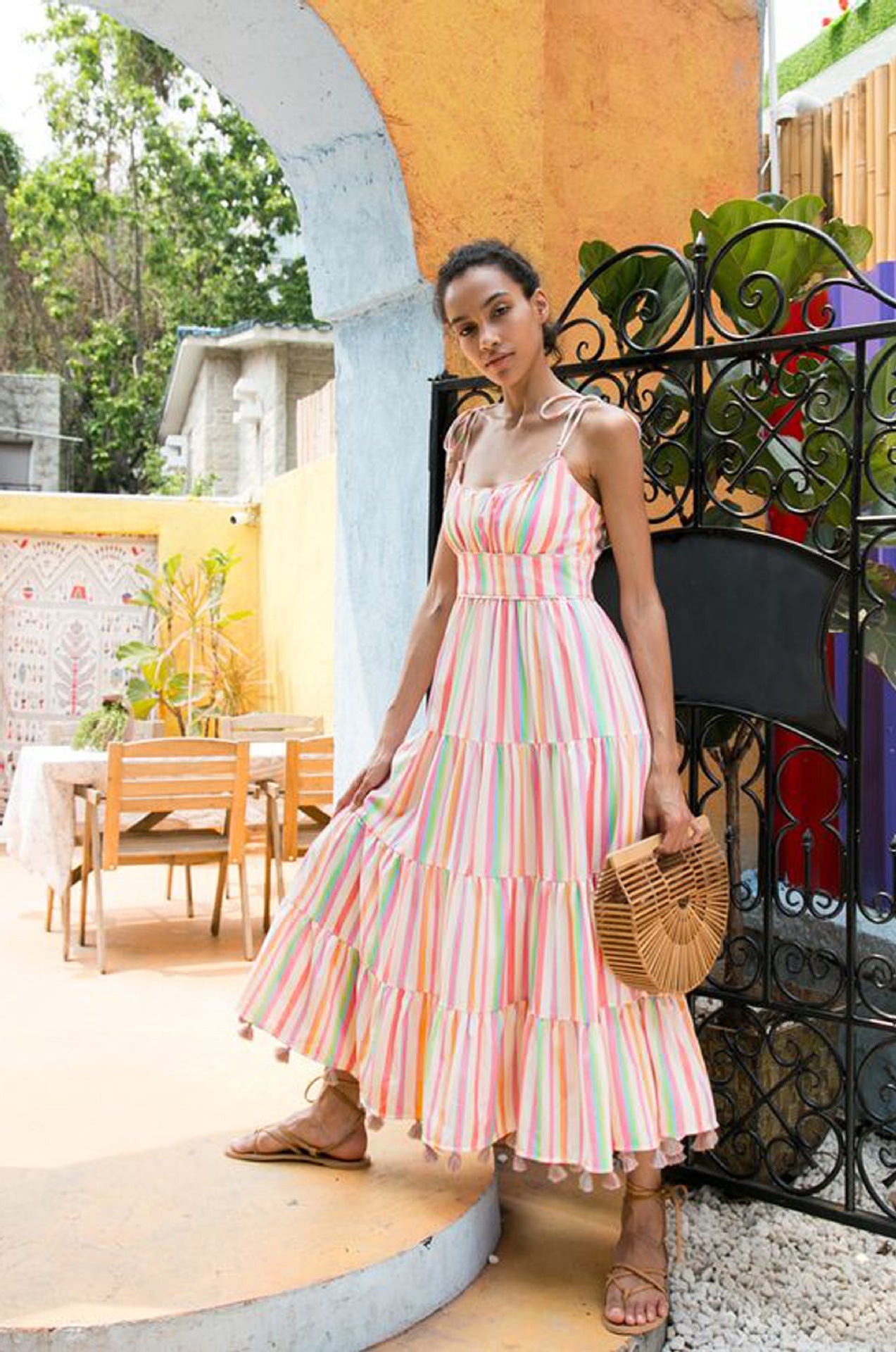 Rocwickline Chic Striped A-Line Dress - - dress