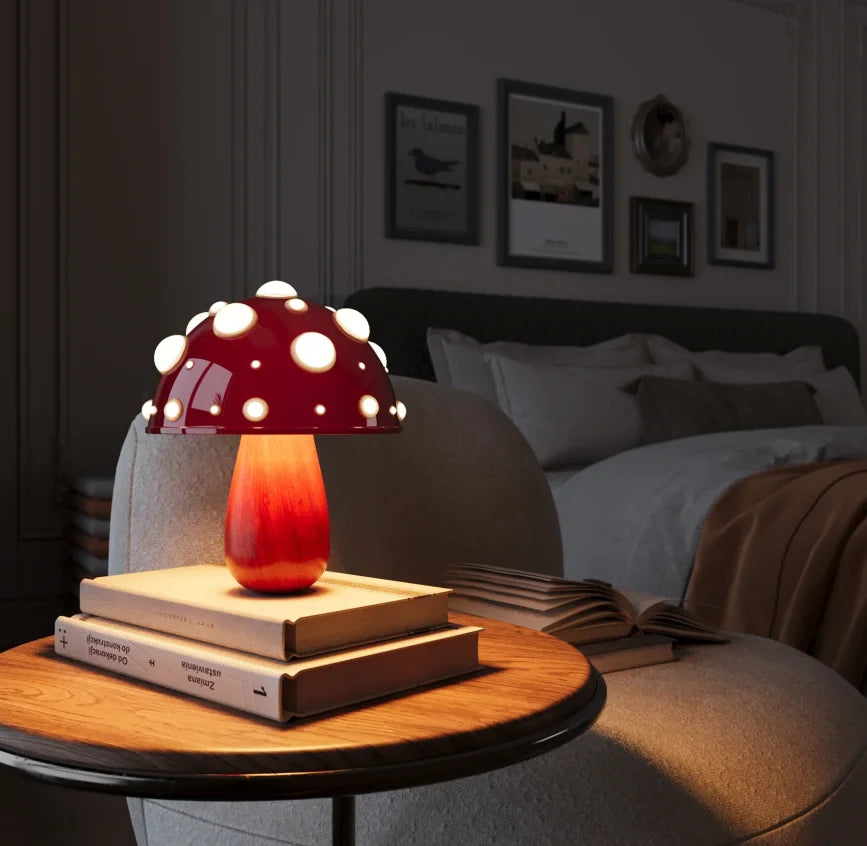 Large and Small Matsutake Decorative Mushroom Lamps