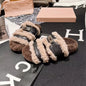 Fuzzy Buckle Accent Plush Slippers - Black -