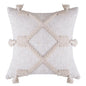 Handmade Boho Macrame Knit Tassel Embroidered Pillow Case Tufting Cushion Cover light beige white