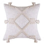 Cotton Macrame Pillow Case Woven Tufted Throw Pillow Cover With Tassel light beige white